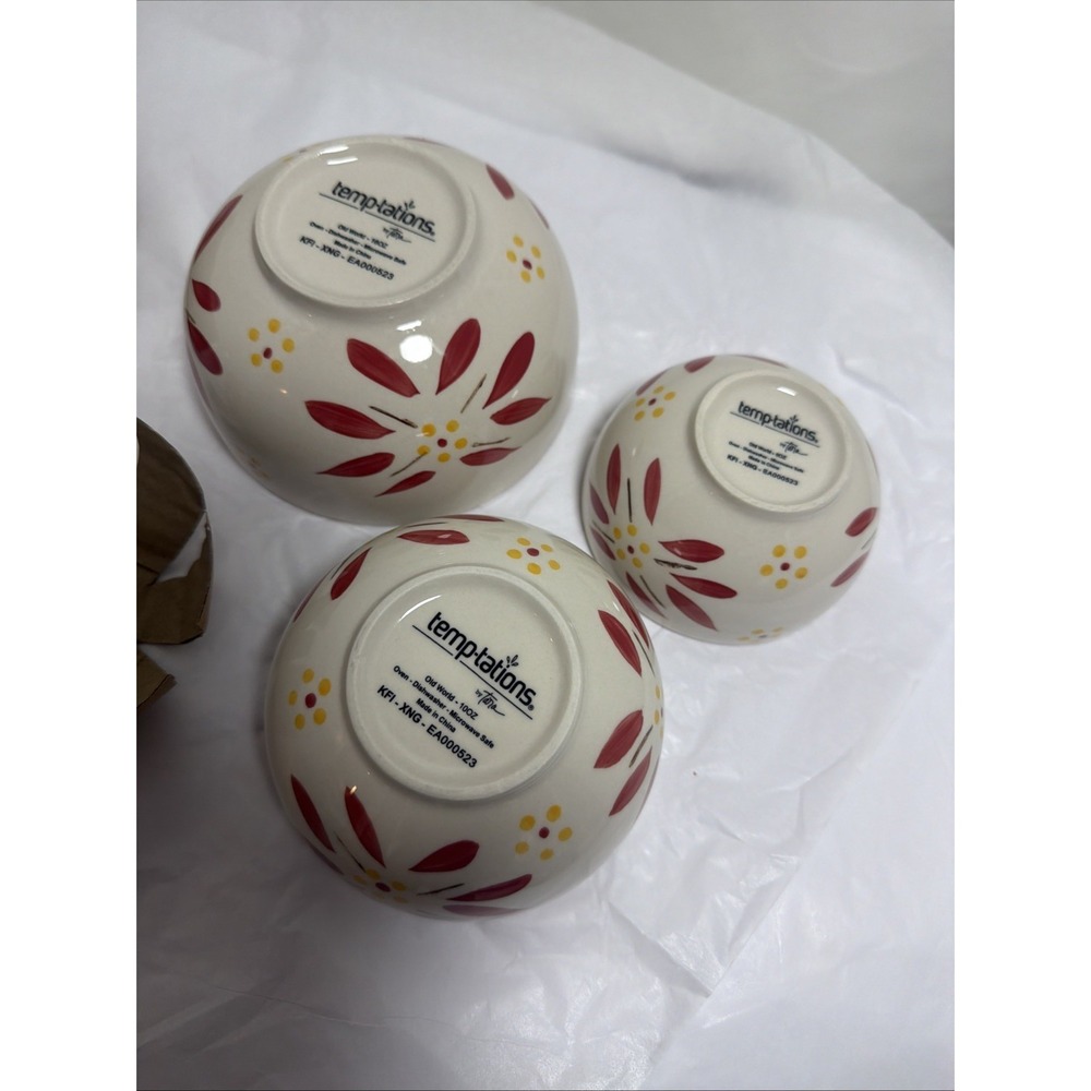 Temptations by Tara Nesting Cups, Old World Cranberry Set of 3 - 6oz- 10oz-16oz